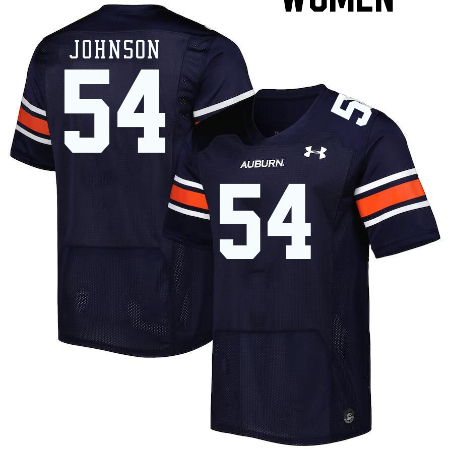 Women #54 Tate Johnson Auburn Tigers College Football Jerseys Stitched-Navy - Click Image to Close